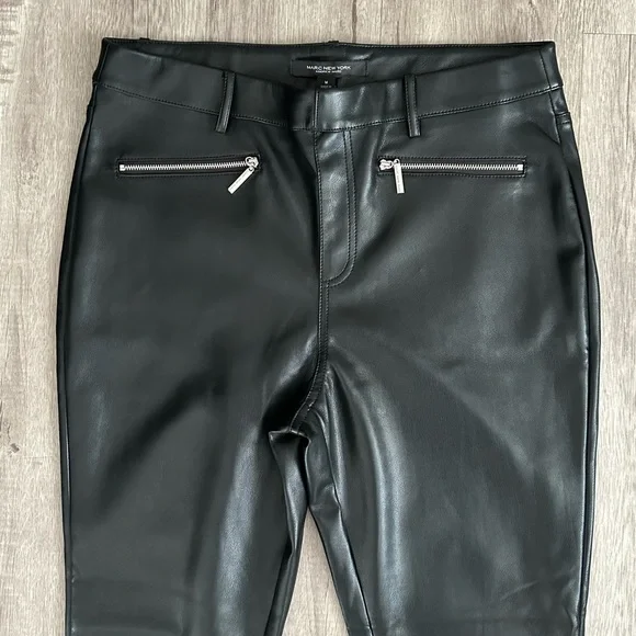 NWT Marc New York Fleece Lined High Waisted Faux Leather Pants Black Size M - Picture 3 of 10